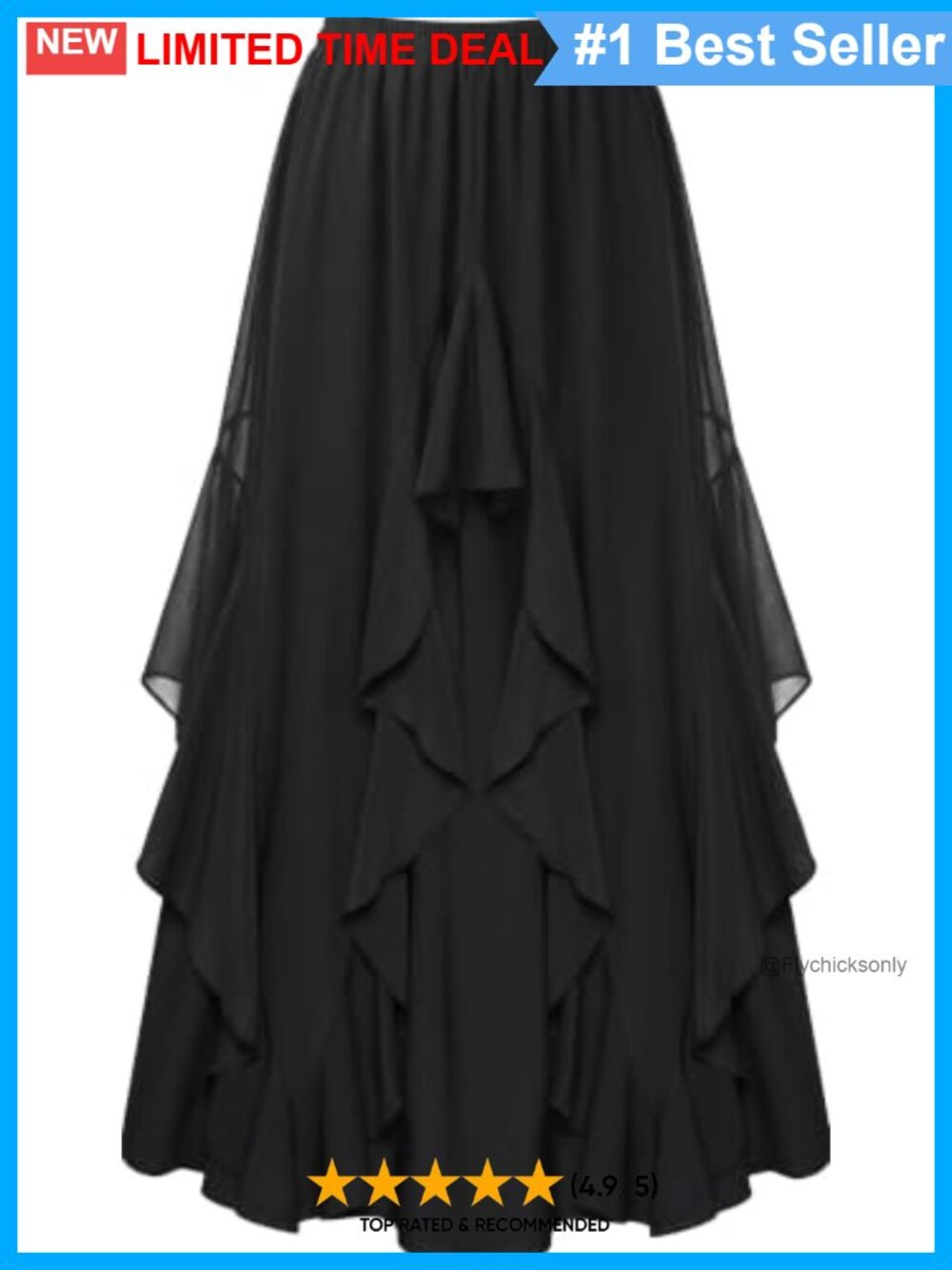 Maxi Skirt Ruffled Flowy Renaissance Long with Pockets